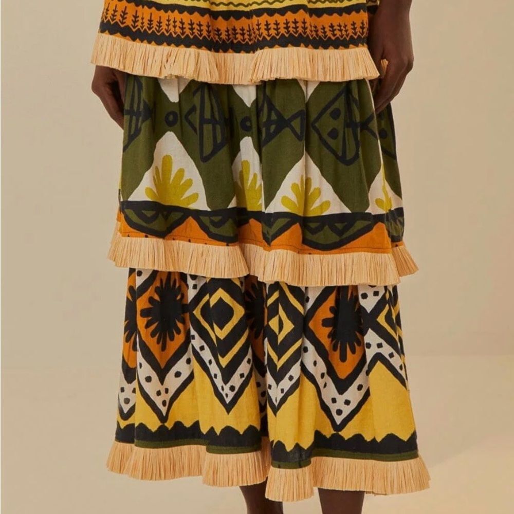 Farm Rio Green Creation Midi Skirt XS NWT - Picture 5 of 9